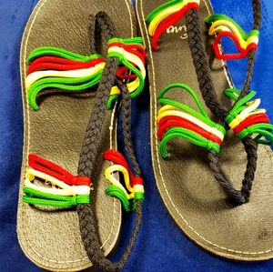 Caribbean is calling.  Super unique sandals size 8